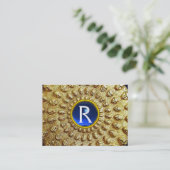 GOLD THRACIAN DISK MONOGRAM Blue Sapphire Gem Visitekaartje (Staand voorkant)