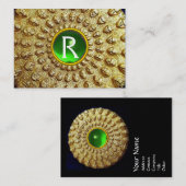 GOLD THRACIAN DISK MONOGRAM Green Emerald Gem Visitekaartje (Voorkant / Achterkant)
