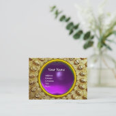 GOLD THRACIAN DISK MONOGRAM Paars Amethyst Gem Visitekaartje (Staand voorkant)