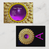 GOLD THRACIAN DISK MONOGRAM Paars Amethyst Gem Visitekaartje (Voorkant / Achterkant)