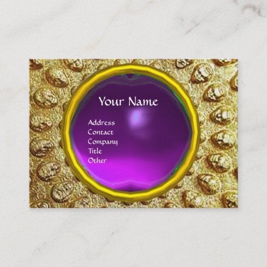 GOLD THRACIAN DISK MONOGRAM Paars Amethyst Gem Visitekaartje (Voorkant)