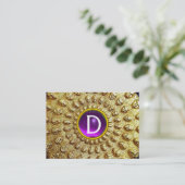 GOLD THRACIAN DISK MONOGRAM Paars Amethyst Gem Visitekaartje (Staand voorkant)