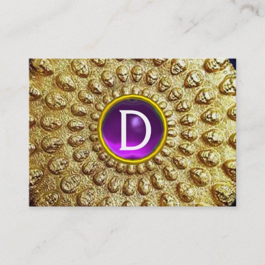 GOLD THRACIAN DISK MONOGRAM Paars Amethyst Gem Visitekaartje (Voorkant)