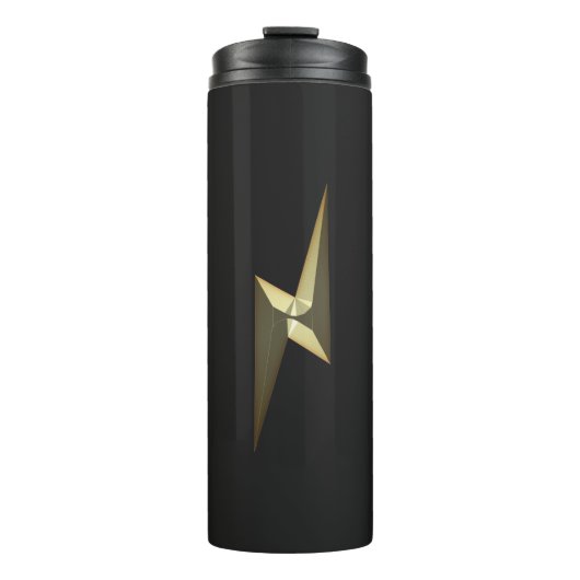 Gold thunder bliksemschicht zwart thermosbeker (Voorkant)