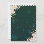 Gold Tiara, Boho Flowers Green Quinceañera Kaart (Achterkant)
