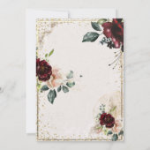 Gold Tiara,Burgundy Flowers  40th Birthday Kaart (Achterkant)