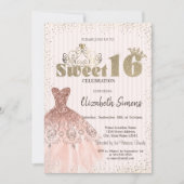 Gold Tiara,Confetti,Dress,Striped Sweet 16 Kaart (Voorkant)