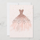 Gold Tiara,Confetti,Dress,Striped Sweet 16 Kaart (Achterkant)