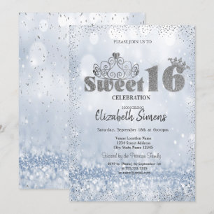 Gold Tiara Confetti Princess Bokeh Sweet 16 Kaart