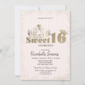 Gold Tiara Confetti Princess Striped Sweet 16 Kaart (Voorkant)