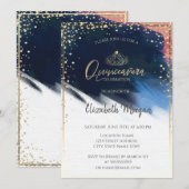 Gold Tiara,Confetti,Waterverf penseelstreek Kaart (Voorkant / Achterkant)