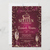 Gold Tiara, Diamonds Champagne Glass Sweet 16 Kaart (Voorkant)