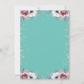 Gold Tiara, Diamonds Flowers Mint Green Quinceañer Kaart (Achterkant)