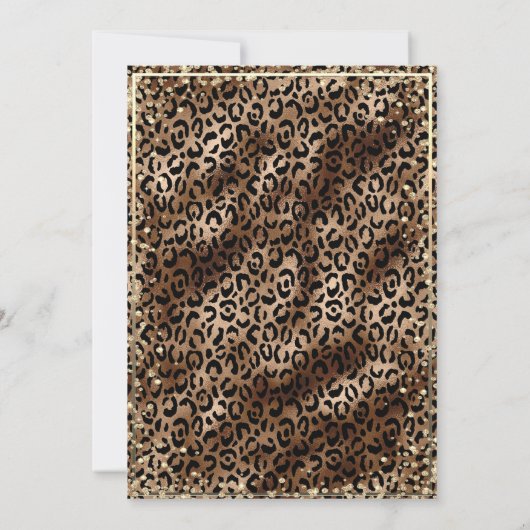 Gold Tiara, Diamonds Leopard Print Quinceañera Kaart (Achterkant)
