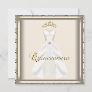 Gold Tiara Party Dress Gold Quinceanera Kaart