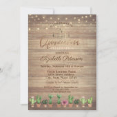 Gold Tiara, String Lights Cactus Wood Quinceañera Kaart (Voorkant)