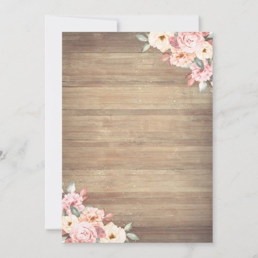 Gold Tiara, String Lights Floral Wood Quinceañera Kaart (Achterkant)