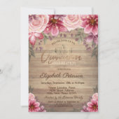 Gold Tiara, String Lights Flowers Wood Quinceañera Kaart (Voorkant)