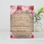 Gold Tiara, String Lights Flowers Wood Quinceañera Kaart (Staand voorkant)