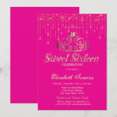 Gold Tiara String Lights Princess Pink Sweet 16 Kaart (Voorkant / Achterkant)