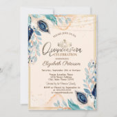 Gold Tiara, String Lights Wood Flowers Quinceañera Kaart (Voorkant)