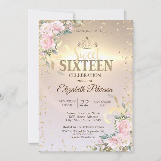 Gold Tiara Sweet Diamonds Flowers 16 Kaart (Voorkant)