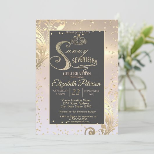 Gold Tiara Sweet Diamonds Savvy Szeveen Kaart (Staand voorkant)