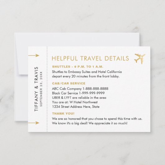 Gold Ticket Boarding Pass Place Card Individueel (Achterkant)