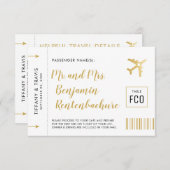 Gold Ticket Boarding Pass Place Card Individueel (Voorkant / Achterkant)
