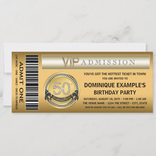 Gold Ticket Elk Nummer Verjaardagsfeest Kaart (Voorkant)