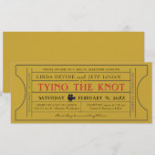 Gold  Ticket Evenement Uitnodigen Kaart (Voorkant / Achterkant)