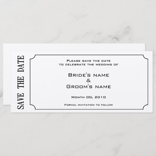 Gold Ticket Save the Date Invitations (Voorkant / Achterkant)