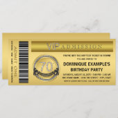 Gold Ticket VIP 70ste Verjaardagsfeest Kaart (Voorkant / Achterkant)