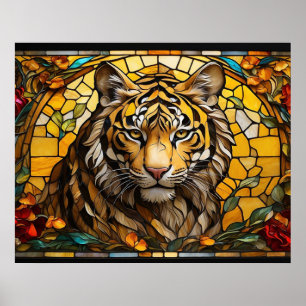 *~* Gold TIGER 5:4 AP68 Fantasy Glas in lood Poster