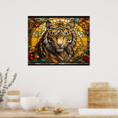 *~* Gold TIGER 5:4 AP68 Fantasy Glas in lood Poster (Keuken)
