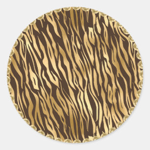 Gold Tiger Bling Jewels Glam Sparkles Ronde Sticker