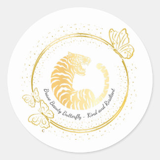 Gold Tiger Brave Beauty Butterfly, Kind, Resilient Ronde Sticker