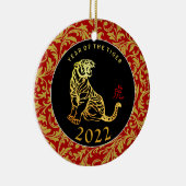 Gold Tiger Chinese New Year 2021 Text Back CO Keramisch Ornament (Rechts)