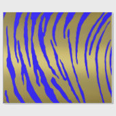 Gold Tiger Stripes Blue Cadeaupapier (Vlak)