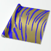 Gold Tiger Stripes Blue Cadeaupapier (Uitgerold)
