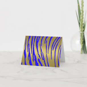 Gold Tiger Stripes Blue Feestdagen Kaart