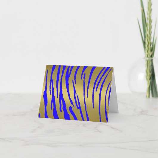 Gold Tiger Stripes Blue Feestdagen Kaart (Voorkant)