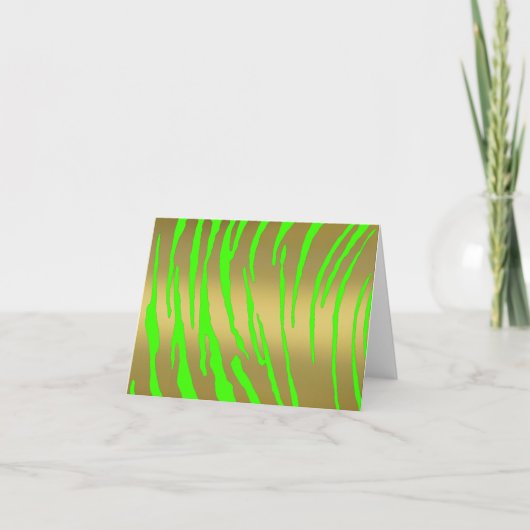 Gold Tiger Stripes Green Feestdagen Kaart (Voorkant)