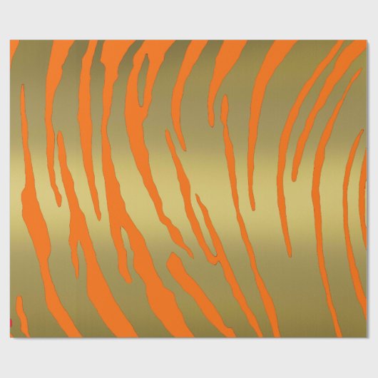 Gold Tiger Stripes Oranje Cadeaupapier (Vlak)