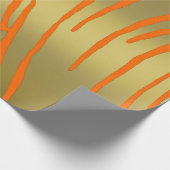 Gold Tiger Stripes Oranje Cadeaupapier (Hoek)
