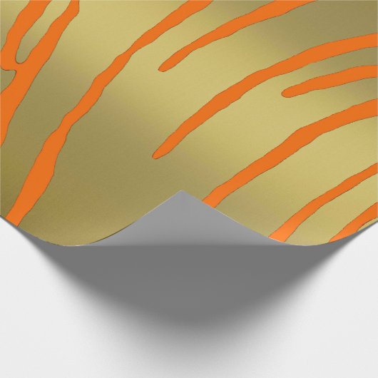 Gold Tiger Stripes Oranje Cadeaupapier (Hoek)
