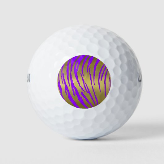 Gold Tiger Stripes Paars Golfballen (Voorkant)