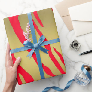 Gold Tiger Stripes Red Cadeaupapier