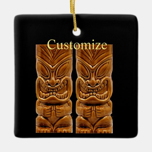 Gold Tiki Sculpture Thunder_Cove Keramisch Ornament (Voorkant)