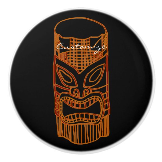 Gold Tiki Sculpture Thunder_Cove Keramische Knop (Voorkant)